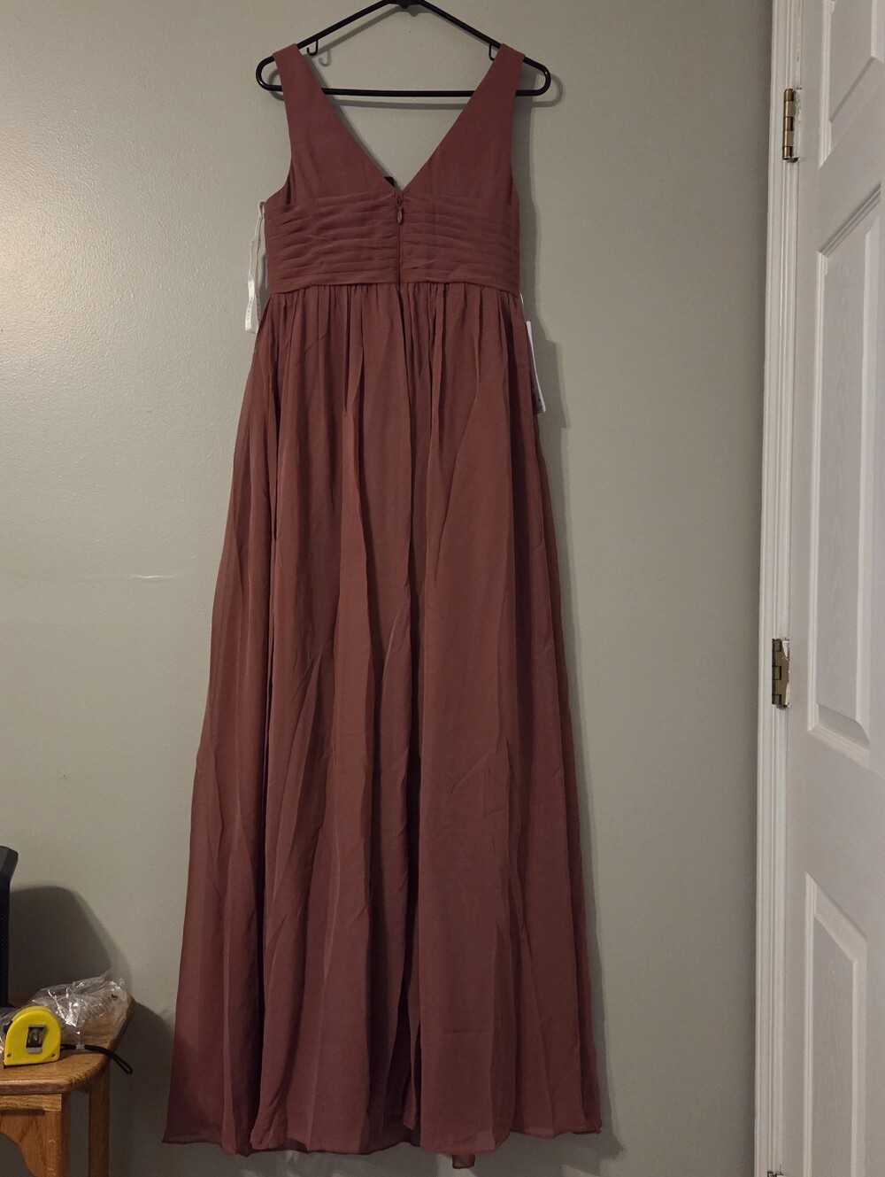 Azazie Womens Pink Yetta Flowy Whimsical Bridesmaid Dress Sz 8 NWT - Picture 5 of 10